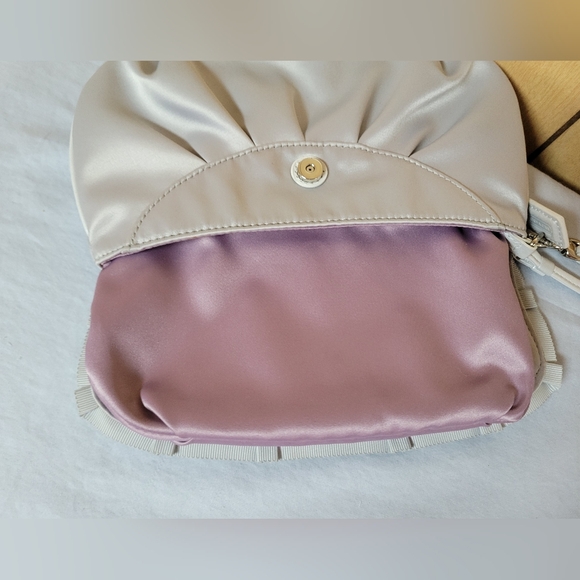 Coach Amanda Metallic Silver Sateen Wristlet Clutch - Picture 6 of 12